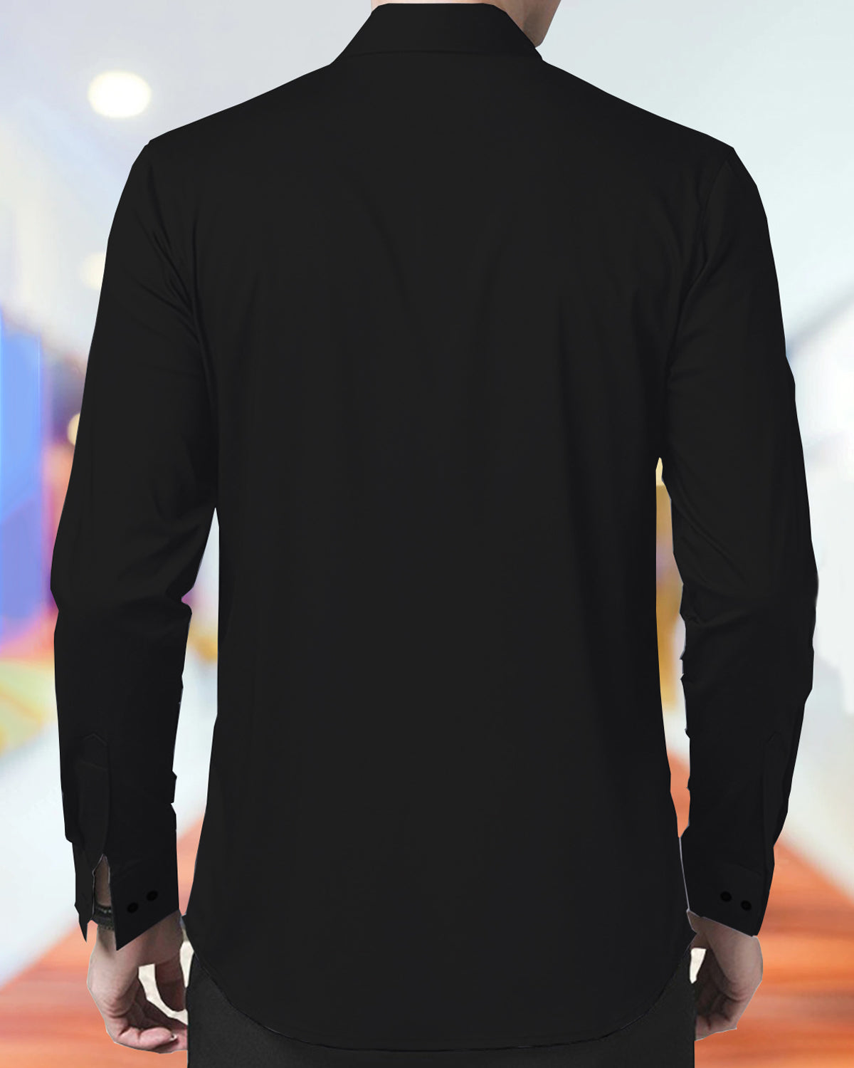 MEN PLAIN BLACK FULL HAND SHIRT