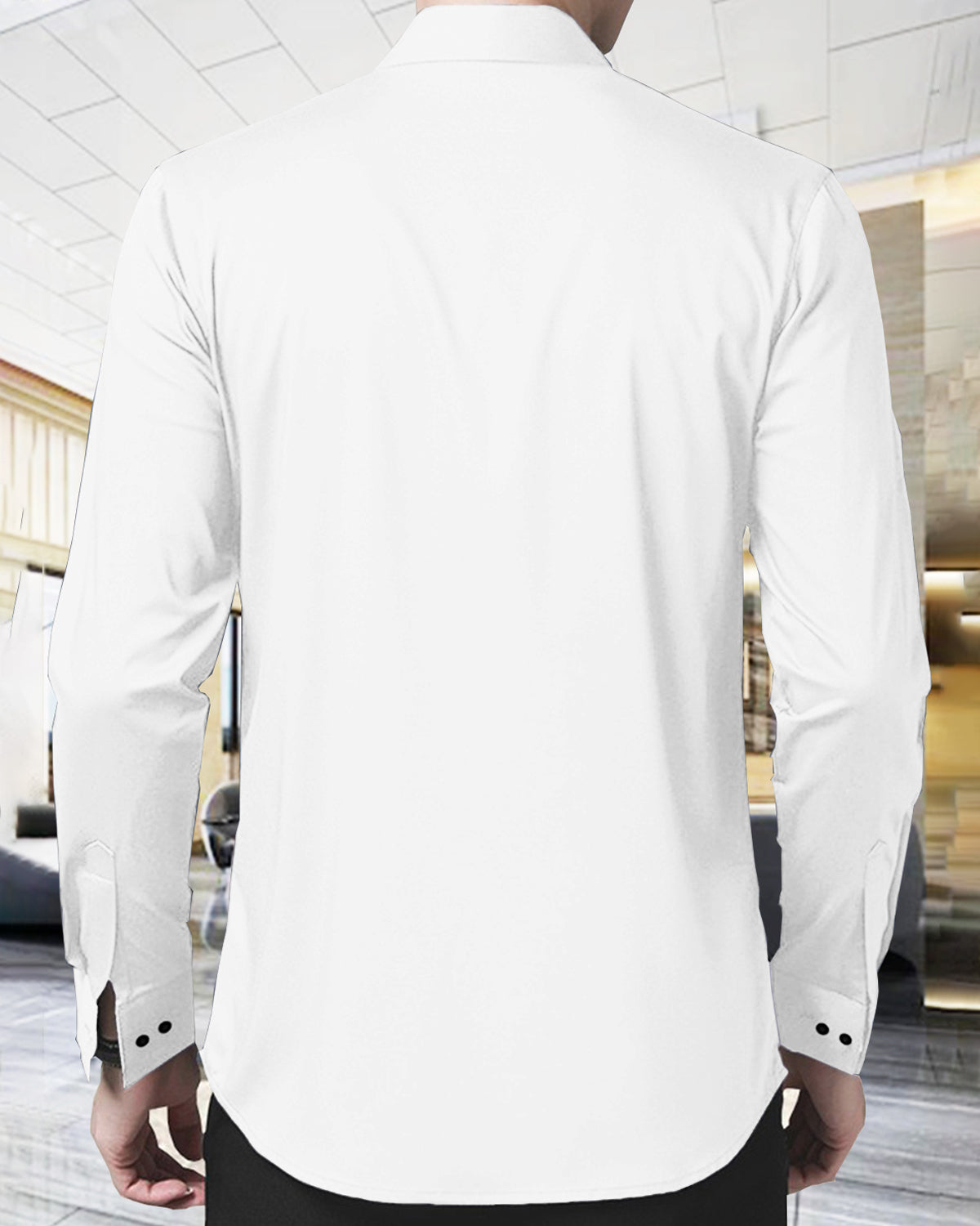 MEN PLAIN WHITE FULL HAND FORMAL SHIRT