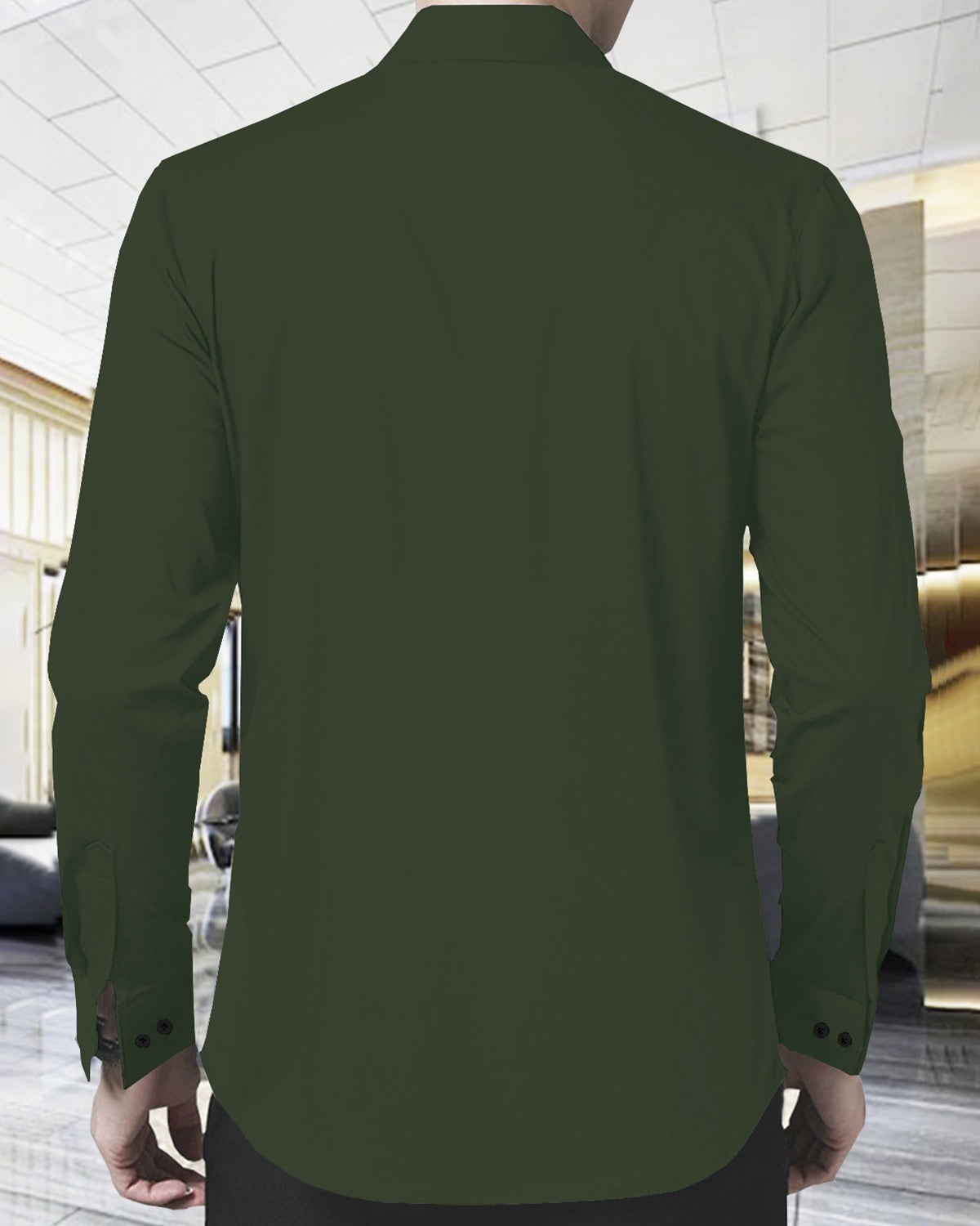 MEN PLAIN OLIVEGREEN FULL SLEEVE SHIRT